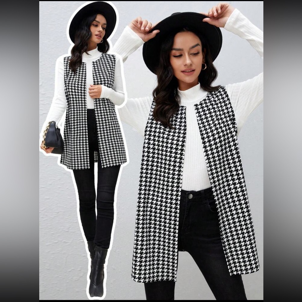 Houndstooth vest coat